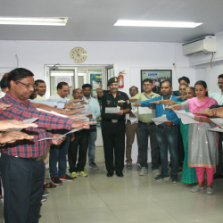 DGR staff undertaking the pledge  during Constitution Day Celebrations on 26 Nov 2019